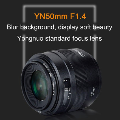 YONGNUO YN50MM F1.4C F1.4 Lens Large Aperture Auto Focus Lens for Canon(Black) - Camera Accessories by YONGNUO | Online Shopping UK | buy2fix