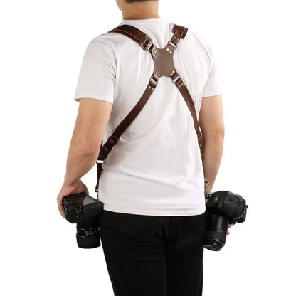 Quick Release Anti-Slip Dual Shoulder Leather Harness Camera Strap with Metal Hook for SLR / DSLR Cameras(Black) - Camera Accessories by buy2fix | Online Shopping UK | buy2fix