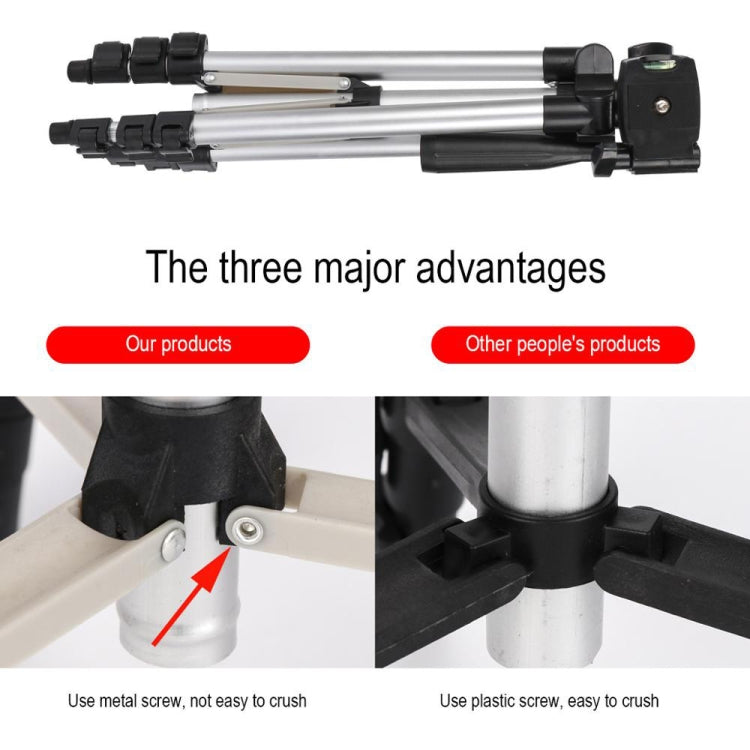 3120 Live Broadcast Tripod 4-Section Folding Legs Aluminum Alloy Tripod Mount with U-Shape Three-Dimensional Tripod Head for DSLR & Digital Camera, Adjustable Height: 34-103cm(Silver) - Camera Accessories by buy2fix | Online Shopping UK | buy2fix