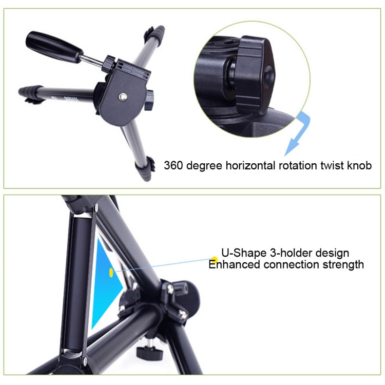 YUNTENG VCT-680RM 4-Section Folding Legs Aluminum Alloy Tripod Mount with Three-Dimensional Tripod Head for DSLR & Digital Camera, Adjustable Height: 46-138cm (Black) - Camera Accessories by buy2fix | Online Shopping UK | buy2fix