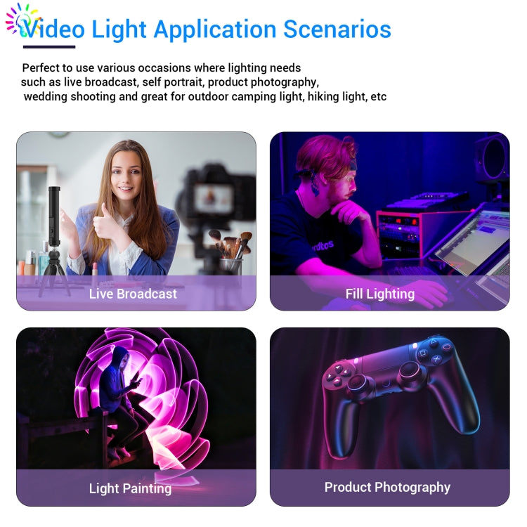 LUXCeO P100 RGB Photo Video Light Stick Handheld Fill Light with Remote Control - Camera Accessories by LUXCeO | Online Shopping UK | buy2fix