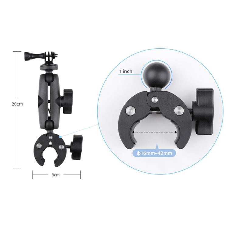 Extended Version 360 Rotation Adjustable Action Camera Clamp Plier Base Holder (Black) - DJI & GoPro Accessories by buy2fix | Online Shopping UK | buy2fix