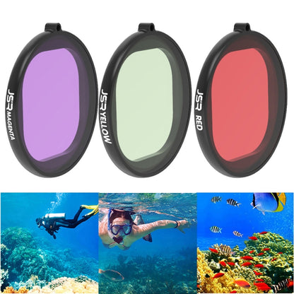 JSR Round Housing Diving 3 in 1 Red + Yellow + Purple Lens Filter for GoPro HERO8 Black - DJI & GoPro Accessories by JSR | Online Shopping UK | buy2fix