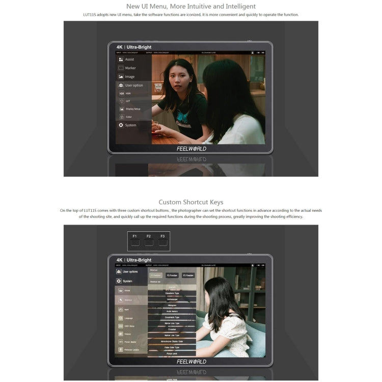 FEELWORLD LUT11S 10.1 inch Ultra High Bright 2000nit Touch Screen DSLR Camera Field Monitor, 3G-SDI 4K HDMI Input Output 1920 x 1200 IPS Panel(AU Plug) - Camera Accessories by FEELWORLD | Online Shopping UK | buy2fix