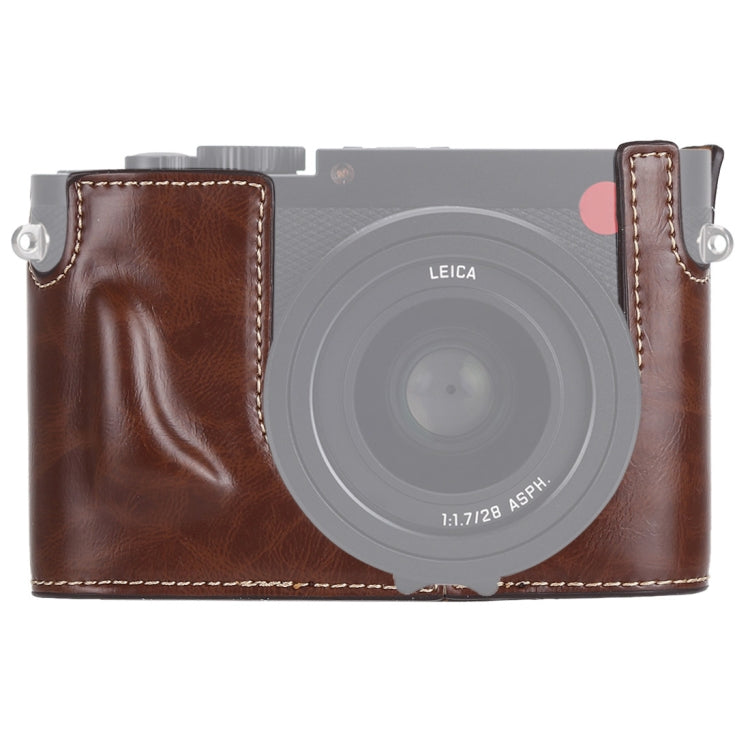 1/4 inch Thread PU Leather Camera Half Case Base for Leica Q (Typ 116)(Coffee) - Camera Accessories by buy2fix | Online Shopping UK | buy2fix