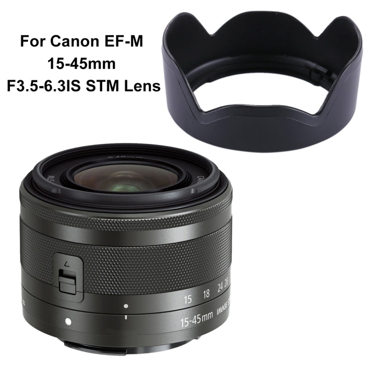 EW-53 Lens Hood Shade for Canon EF-M 15-45mm F3.5-6.3IS STM Lens - Camera Accessories by buy2fix | Online Shopping UK | buy2fix