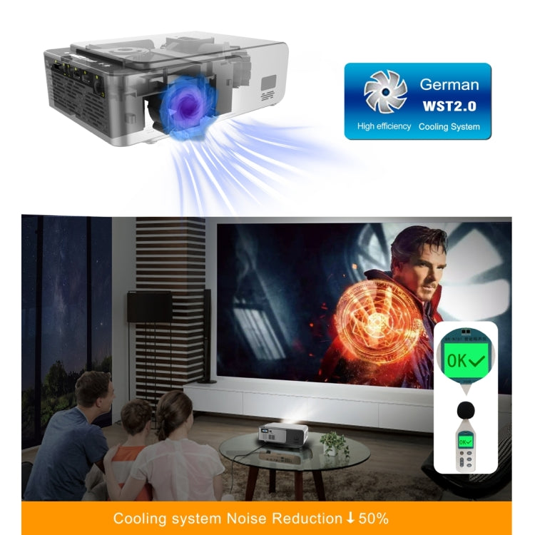 T6 2000ANSI Lumens Mini Theater Projector, Android 7.1 RK3128 Quad Core, 1GB+8GB, EU Plug(Silver) - Consumer Electronics by buy2fix | Online Shopping UK | buy2fix