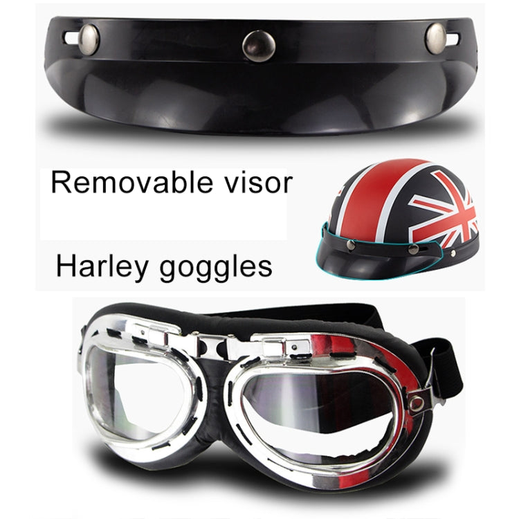 Soman Electromobile Motorcycle Half Face Helmet Retro Harley Helmet with Goggles(Matte Black Maple Leaf) -  by SOMAN | Online Shopping UK | buy2fix