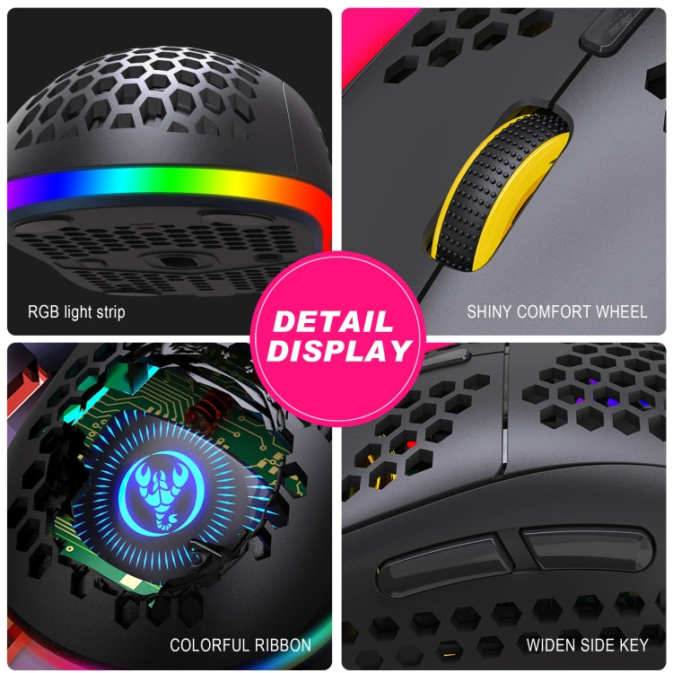 HXSJ T90 RGB Light Three-mode Wireless Gaming Mouse - Wireless Mice by HXSJ | Online Shopping UK | buy2fix