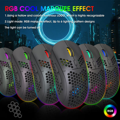 HXSJ T90 RGB Light Three-mode Wireless Gaming Mouse - Wireless Mice by HXSJ | Online Shopping UK | buy2fix