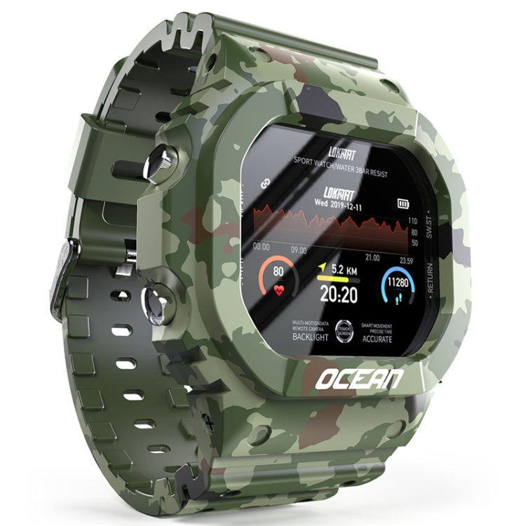 Lokmat OCEAN 1.14 inch TFT Touch Screen IP68 Waterproof Smart Watch, Support Information Reminder / Sleep Monitor / Sport Record(Camouflage Green) - Smart Watches by Lokmat | Online Shopping UK | buy2fix