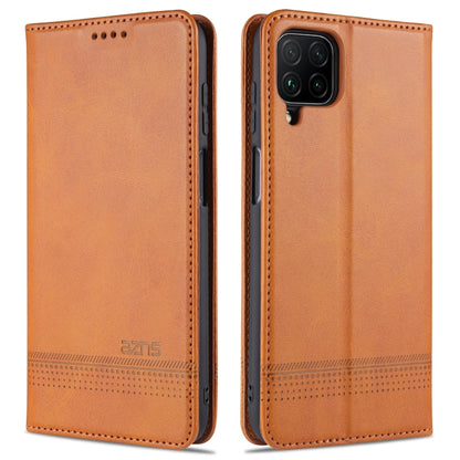 For Samsung Galaxy A12 AZNS Magnetic Calf Texture Horizontal Flip Leather Case with Card Slots & Holder & Wallet(Light Brown) - Galaxy Phone Cases by AZNS | Online Shopping UK | buy2fix