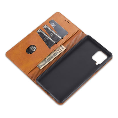 For Samsung Galaxy A12 AZNS Magnetic Calf Texture Horizontal Flip Leather Case with Card Slots & Holder & Wallet(Light Brown) - Galaxy Phone Cases by AZNS | Online Shopping UK | buy2fix