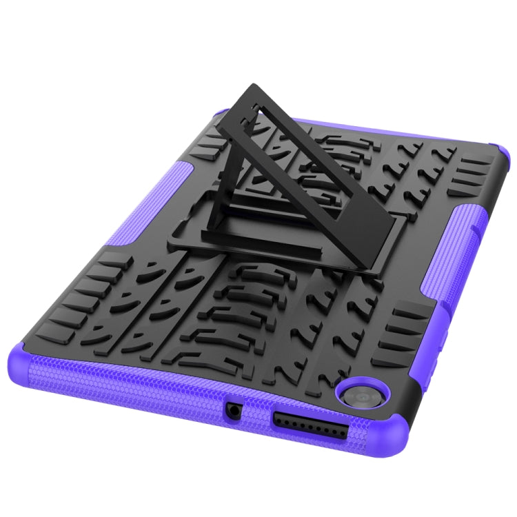 For Lenovo Tab M10 HD Gen 2 (TB-X306F) Tire Texture TPU+PC Shockproof Case with Holder(Purple) - For Lenovo by buy2fix | Online Shopping UK | buy2fix