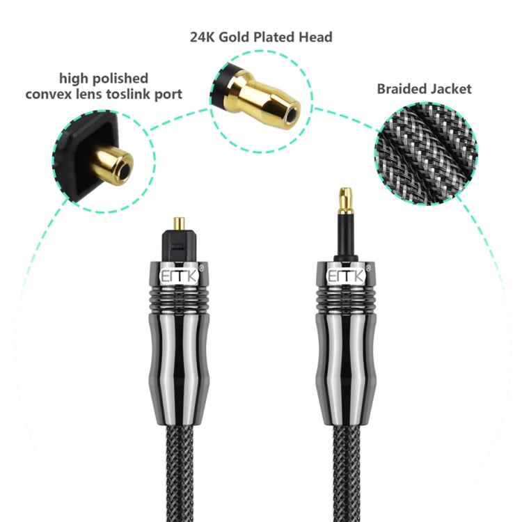 EMK OD6.0mm 3.5mm Digital Sound Toslink to Mini Toslink Digital Optical Audio Cable, Length:3m - Audio Optical Cables by EMK | Online Shopping UK | buy2fix