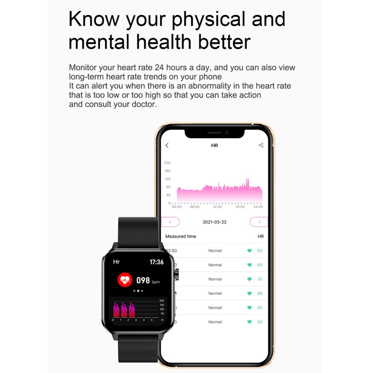 E86 1.7 inch TFT Color Screen IP68 Waterproof Smart Watch, Support Blood Oxygen Monitoring / Body Temperature Monitoring / AI Medical Diagnosis, Style: TPU Strap(Black) - Smart Wear by buy2fix | Online Shopping UK | buy2fix
