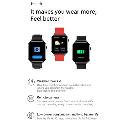 E86 1.7 inch TFT Color Screen IP68 Waterproof Smart Watch, Support Blood Oxygen Monitoring / Body Temperature Monitoring / AI Medical Diagnosis, Style: TPU Strap(Red) - Smart Wear by buy2fix | Online Shopping UK | buy2fix