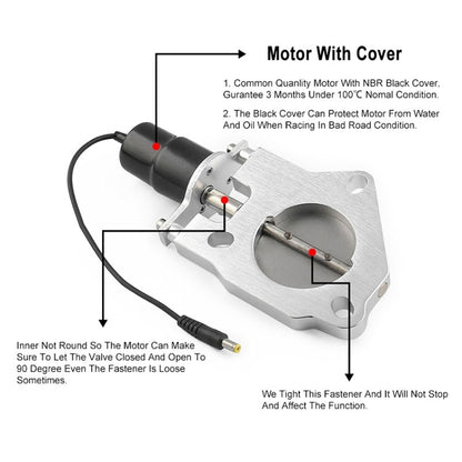 Universal Car Stainless Steel Racing Electric Exhaust Cutout Valves Control Motor, Size:3 inch - In Car by buy2fix | Online Shopping UK | buy2fix