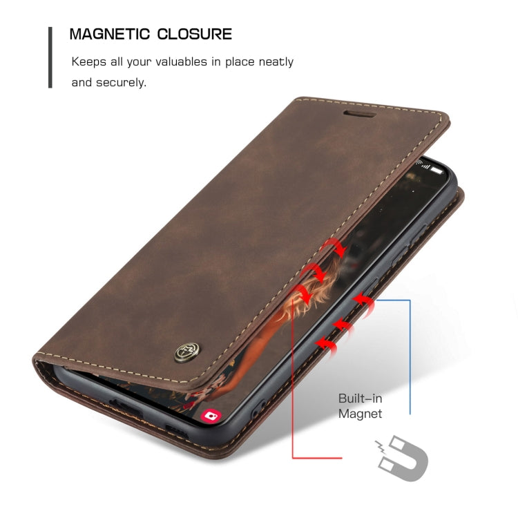 For Samsung Galaxy S21 FE CaseMe 013 Multifunctional Horizontal Flip Leather Case, with Card Slot & Holder & Wallet(Coffee) - Samsung Accessories by CaseMe | Online Shopping UK | buy2fix