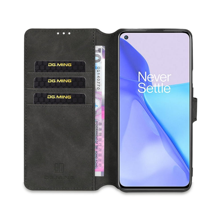 For OnePlus 9 DG.MING Retro Oil Side Horizontal Flip Leather Case with Holder & Card Slots & Wallet(Black) - OnePlus Cases by DG.MING | Online Shopping UK | buy2fix