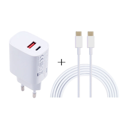 T087 20W USB-C / Type-C + USB Ports Charger with 100W Type-C to Type-C Fast Charging Cable 2m, EU Plug - Mobile Accessories by buy2fix | Online Shopping UK | buy2fix