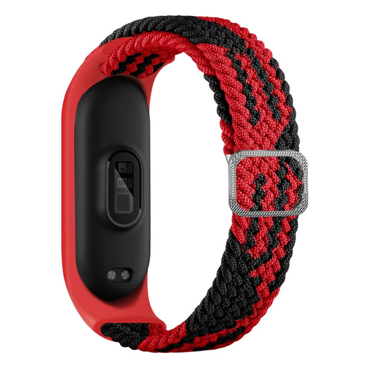For Xiaomi Mi Band 6 / 5  / 4 / 3 Adjustable Nylon Braided Elasticity Watch Band(Red Black) - Smart Wear by buy2fix | Online Shopping UK | buy2fix