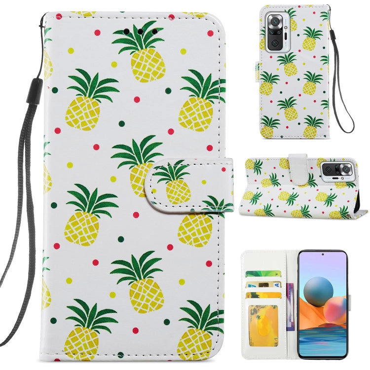 For Xiaomi Redmi Note 10 Pro Painted Pattern Horizontal Flip Leather Case with Holder & Card Slots & Photo Frame(Pineapple) - Xiaomi Accessories by buy2fix | Online Shopping UK | buy2fix