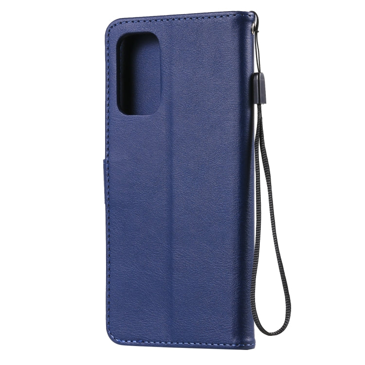 For OPPO A93 5G / A54 5G / A74 5G Solid Color Horizontal Flip Protective Leather Case with Holder & Card Slots & Wallet & Photo Frame & Lanyard(Blue) - OPPO & vivo Accessories by buy2fix | Online Shopping UK | buy2fix