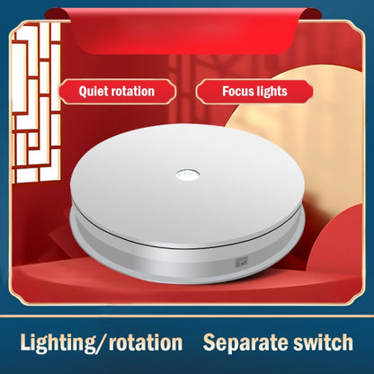 20cm Electric Rotating Turntable Display Stand LED Light Video Shooting Props Turntable, Power Plug:110V US Plug(White) - Camera Accessories by buy2fix | Online Shopping UK | buy2fix