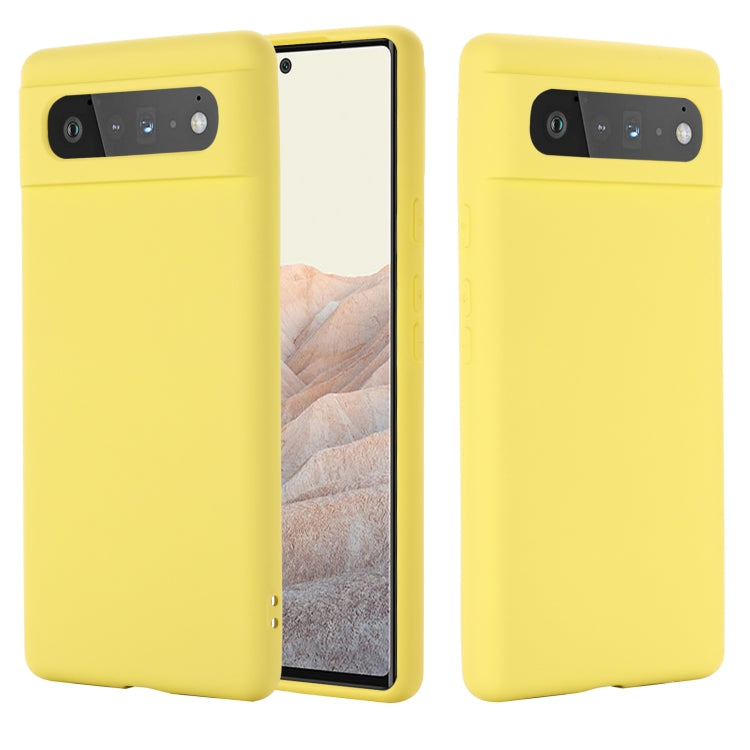 For Google Pixel 6 Pure Color Liquid Silicone Shockproof Full Coverage Case(Yellow) - Google Cases by buy2fix | Online Shopping UK | buy2fix