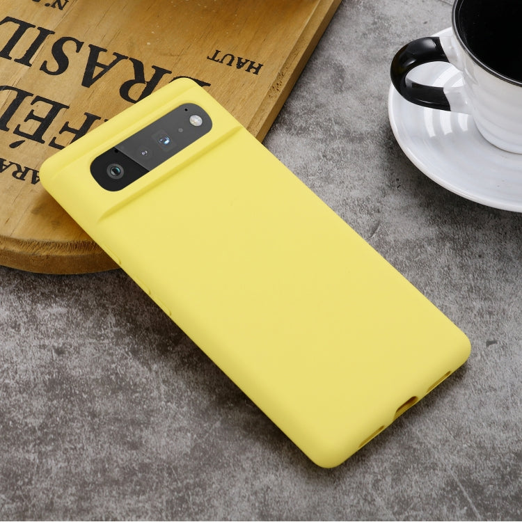 For Google Pixel 6 Pure Color Liquid Silicone Shockproof Full Coverage Case(Yellow) - Google Cases by buy2fix | Online Shopping UK | buy2fix