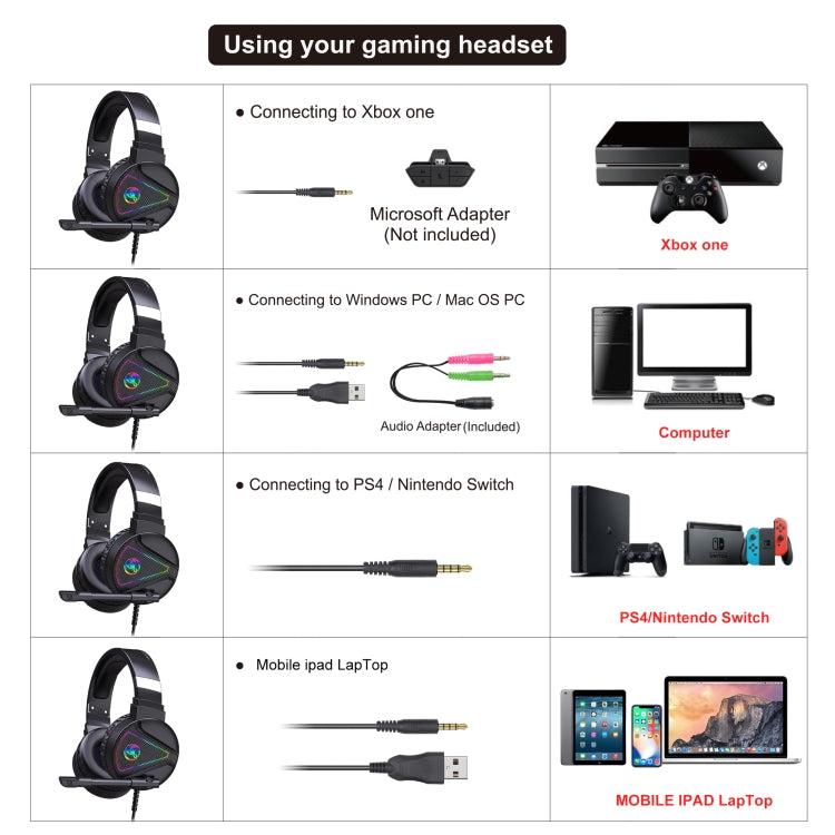 HXSJ F16 3.5mm + USB Port RGB Light Stereo Gaming Headset with Microphone(Black) - Multimedia Headset by HXSJ | Online Shopping UK | buy2fix