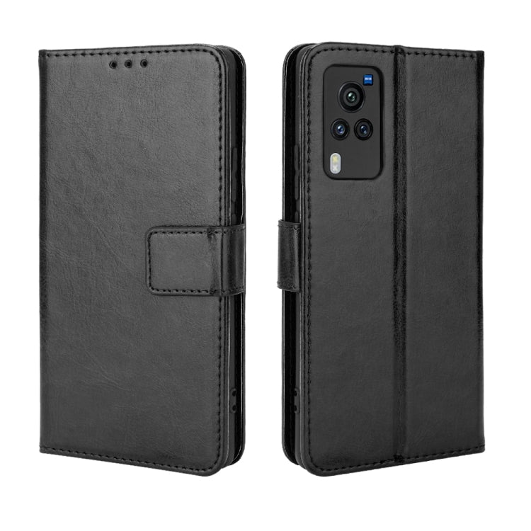 For vivo X60 Pro Overseas Version / X60 5G Curved Surface Version Crazy Horse Texture Horizontal Flip Leather Case with Holder & Card Slots & Lanyard(Black) - OPPO Cases by buy2fix | Online Shopping UK | buy2fix