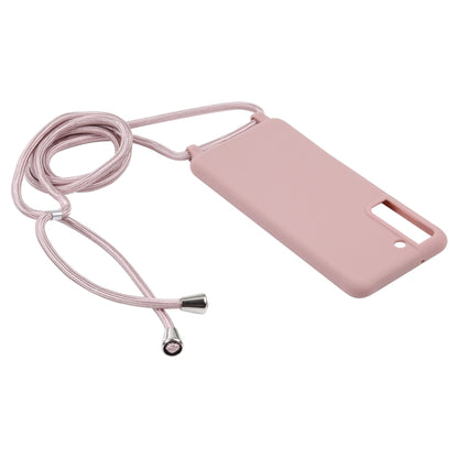For Samsung Galaxy S21 FE Candy Colors TPU Protective Case with Lanyard(Rose Gold) - Samsung Accessories by buy2fix | Online Shopping UK | buy2fix