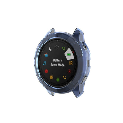 For Garmin Fenix 6X / 6X Pro Smart Watch Half Coverage TPU Protective Case(Transparent Blue) - Watch Cases by buy2fix | Online Shopping UK | buy2fix