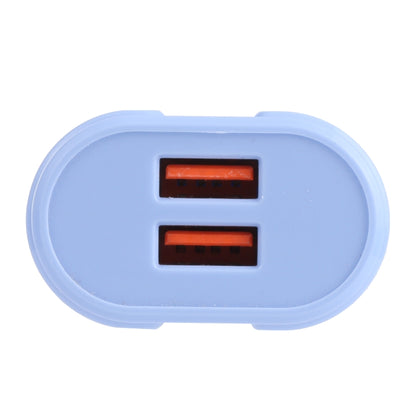 13-22 2.1A Dual USB Macarons Travel Charger, EU Plug(Blue) - Mobile Accessories by buy2fix | Online Shopping UK | buy2fix