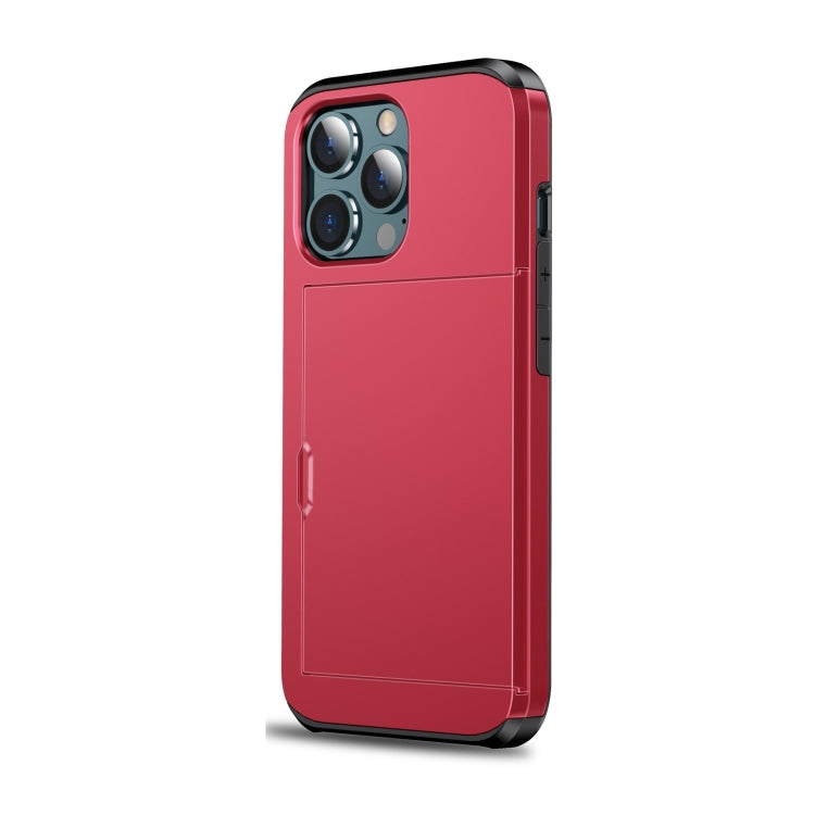 For iPhone 13 Shockproof Armor Protective Case with Slide Card Slot(Red) - iPhone 13 Cases by buy2fix | Online Shopping UK | buy2fix