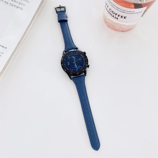 20mm Small Waist Lychee Texture Leather Watch Band(Blue) - Watch Bands by buy2fix | Online Shopping UK | buy2fix