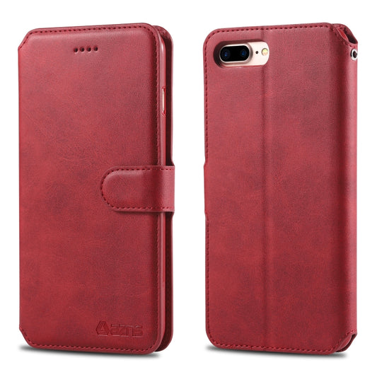 For iPhone 7 Plus / 8 Plus AZNS Calf Texture Magnetic Horizontal Flip PU Leather Case with Holder & Card Slots & Photo Frame(Red) - More iPhone Cases by AZNS | Online Shopping UK | buy2fix