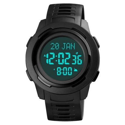 SKMEI 1729 Qibla Calendar Timing Multifunctional LED Digital Display Luminous Electronic Watch(Black) - LED Digital Watches by SKMEI | Online Shopping UK | buy2fix