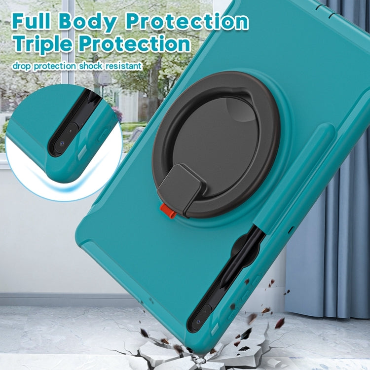 For Samsung Galaxy Tab S8+ / Tab S8 Plus /  Tab S7 FE / Tab S7+/S7 FE 12.4 inch T970 Shockproof TPU + PC Protective Case with 360 Degree Rotation Foldable Handle Grip Holder & Pen Slot(Blue) - Galaxy Tab S8+ Cases by buy2fix | Online Shopping UK | buy2fix