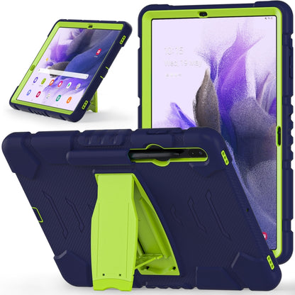 For Samsung Galaxy Tab S7+/ Tab S7 FE / Tab S8+ 3-Layer Protection Screen Frame + PC + Silicone Combination Case with Holder(NavyBlue+Lime) - Other Galaxy Tab PC by buy2fix | Online Shopping UK | buy2fix