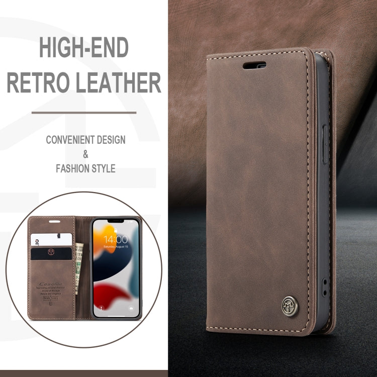 For iPhone 13 CaseMe-013 Multifunctional Retro Frosted Horizontal Flip Leather Case with Card Slot & Holder & Wallet(Coffee) - Apple Accessories by CaseMe | Online Shopping UK | buy2fix