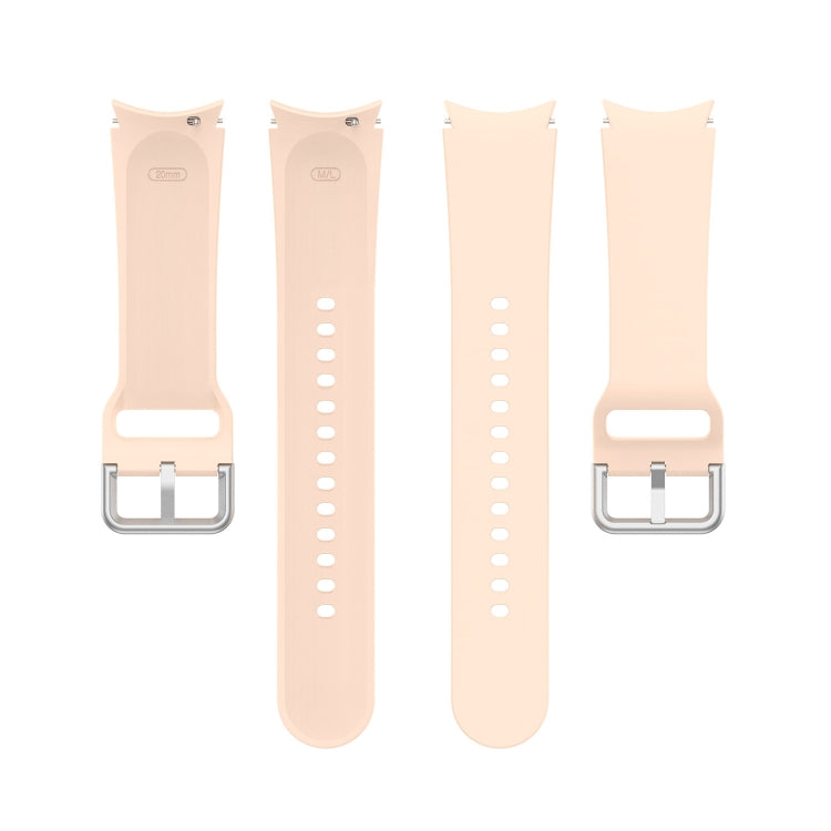 For Samung Galaxy Watch4 40mm / 44mm Silicone Silver Round Buckle Watch Band(Light Pink) - Smart Wear by buy2fix | Online Shopping UK | buy2fix