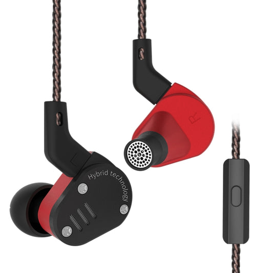 KZ ZSA Ring Iron Hybrid Drive Sport In-ear Wired Earphone, Mic Version(Black Red) - In Ear Wired Earphone by KZ | Online Shopping UK | buy2fix