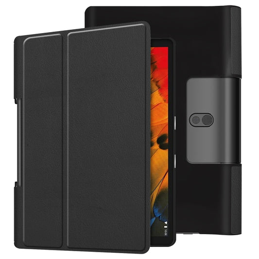 For Lenovo Yoga Smart Tab Custer Texture Horizontal Flip Leather Case with Two-folding Holder(Black) - For Lenovo by buy2fix | Online Shopping UK | buy2fix