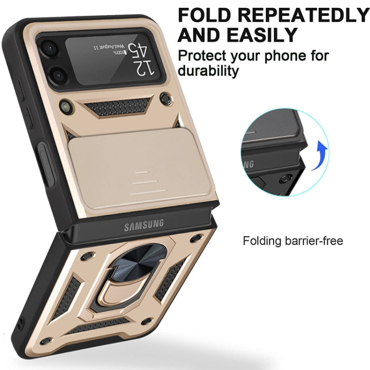 For Samsung Galaxy Z Flip3 5G Sliding Camera Cover Design TPU+PC Protective Case(Gold) - Samsung Accessories by buy2fix | Online Shopping UK | buy2fix