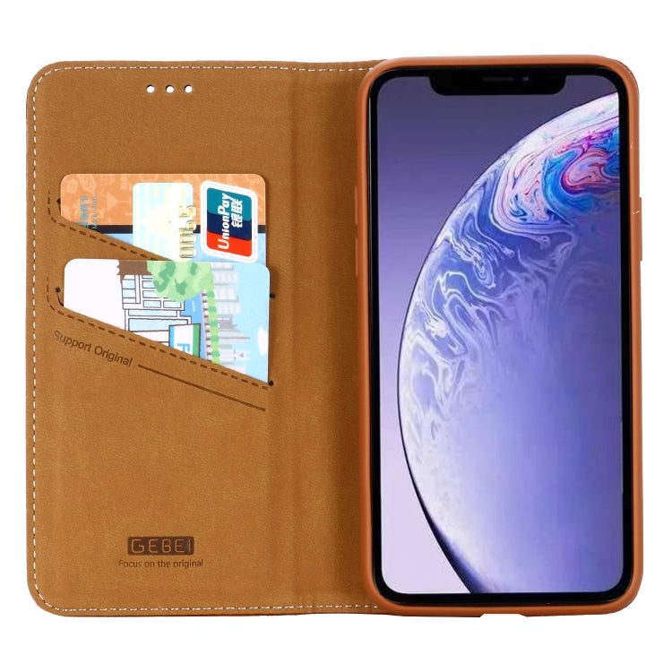 For iPhone 11 GEBEI PU+TPU Horizontal Flip Protective Case with Holder & Card Slots(Brown) - iPhone 11 Cases by GEBEI | Online Shopping UK | buy2fix