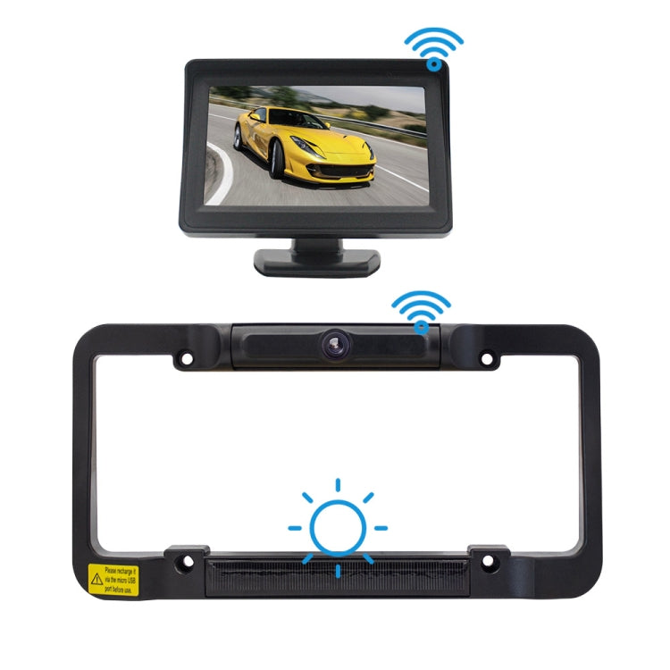 PZ620-W Car 4.3-inch Digital USA Frame Solar Wireless Reversing Image - In Car by buy2fix | Online Shopping UK | buy2fix