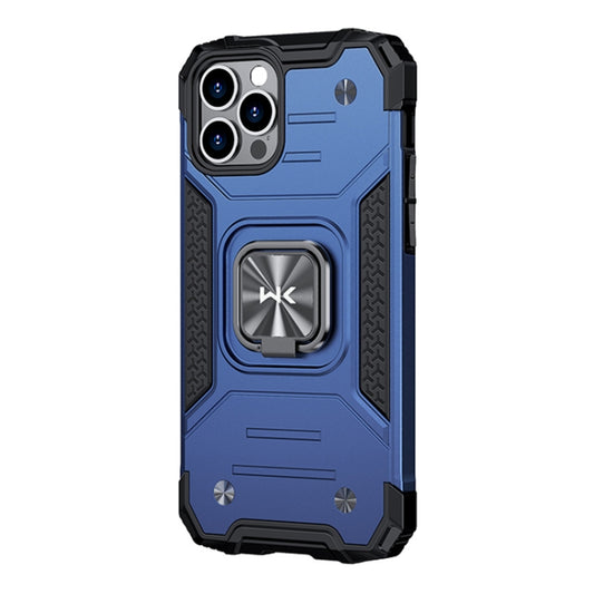 For iPhone 12 Pro WK WTP-012 Shockproof PC + TPU + Metal Phone Case with Ring Holder(Blue) - iPhone 12 / 12 Pro Cases by WK | Online Shopping UK | buy2fix